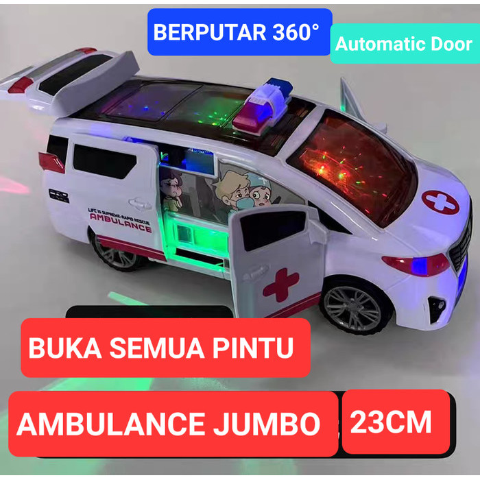 MAINAN MOBIL AMBULANCE JUMBO BISA BUKA SEMUA PINTU