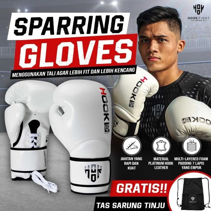 Sarung Tinju Tali Sparring Hook Boxing Gloves Lace Up Muay Thai Glove