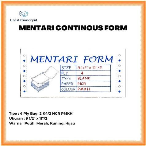 

TERLARIS - Kertas Continuous/Continous Form 4 Ply Bagi 2, 4 Rangkap K4/2 NCR PMKH