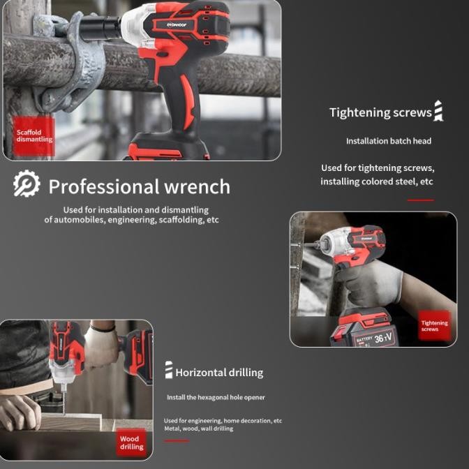 ironhoof mesin bor impact wrench cordless pembuka baut baterai 