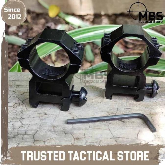 high mounting scope rail 20mm 2 baut dudukan telescope teleskop 