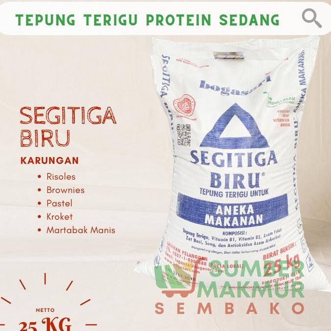 

TEPUNG TERIGU SEGITIGA BIRU 25 KG [GOJEK / GRAB ONLY] TT
