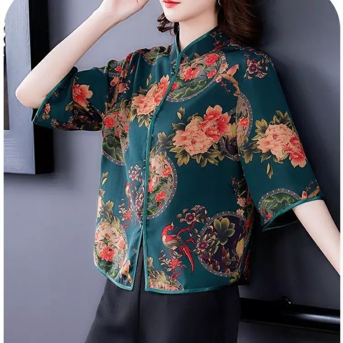 Meno - Blouse Cheongsam Orang Tua//Atasan Qipao Cny Nenek Nenek