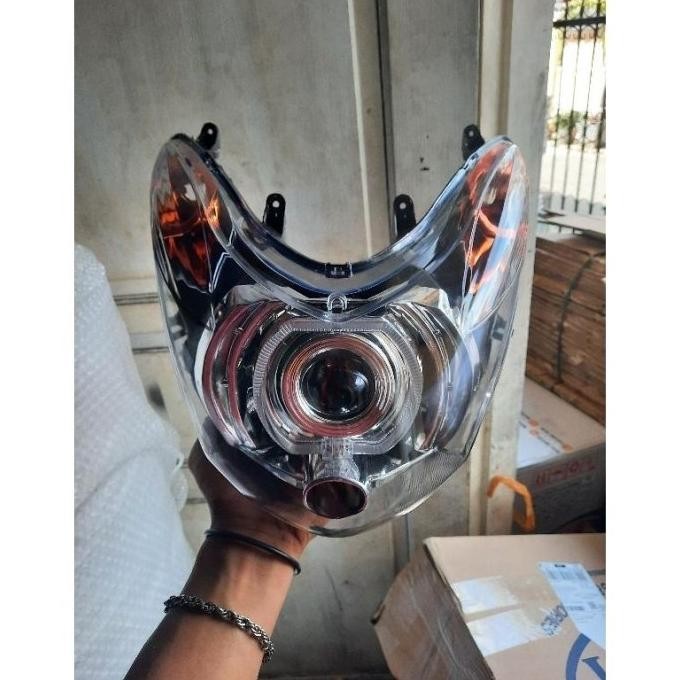 New Reflektor Lampu Depan Yamaha Mio soul Lama Karbu Custome Smoke biled projie 2.5 inc super terang