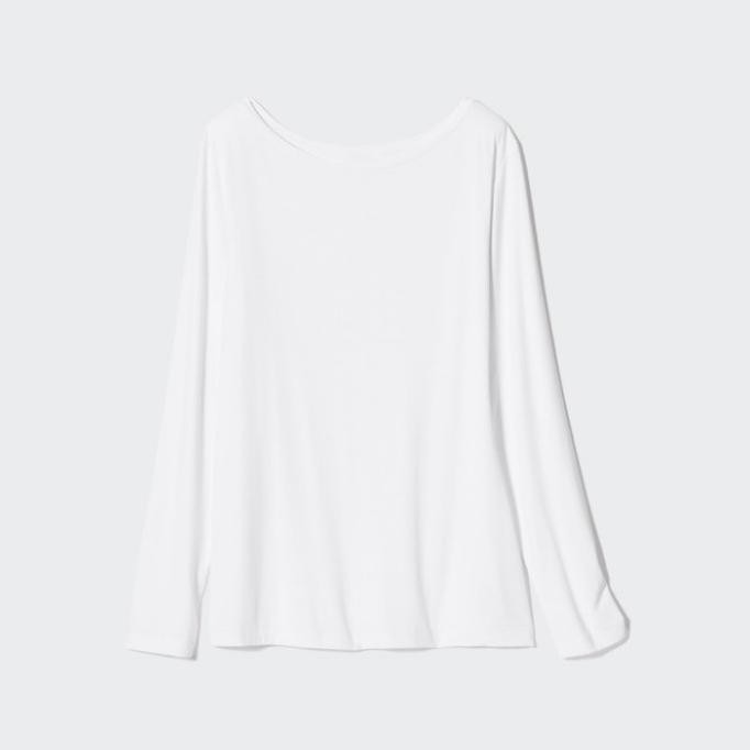 Women Tshirt Kaos Manset Dalaman Airism Uv Protection Crew Neck Uniqlo