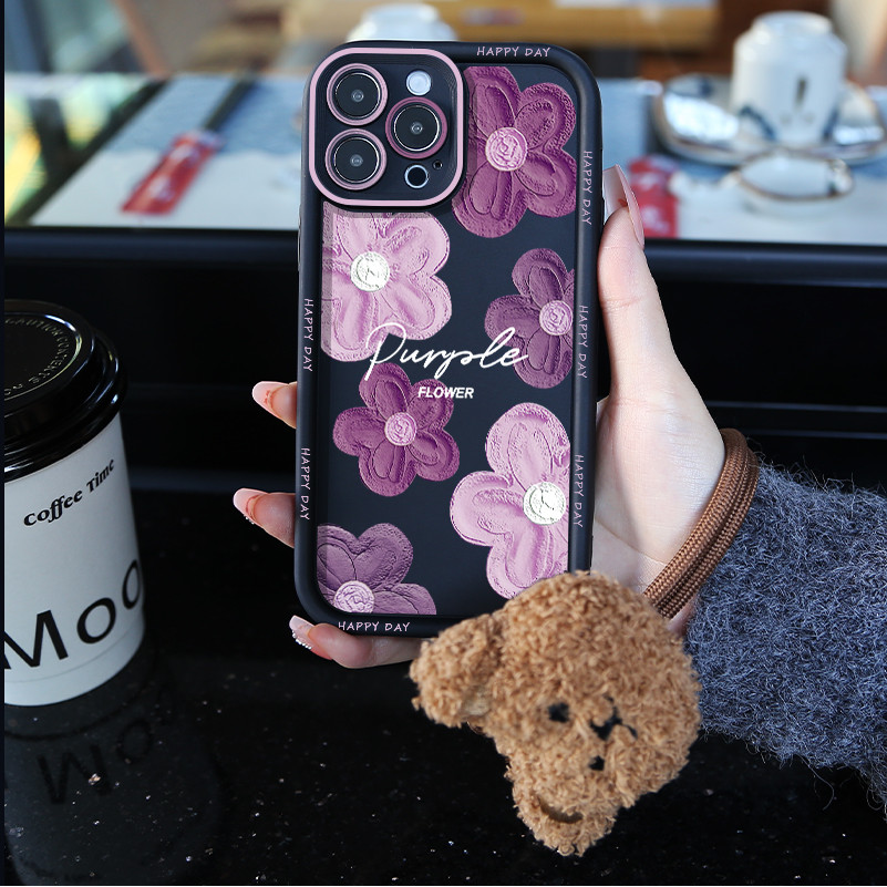 Aesthetic Ungu Bunga Lanyard Soft Case Hp Xiaomi Redmi POCO X7 5G X7 Pro 5G Xiaomi 14T Note 14 4G No