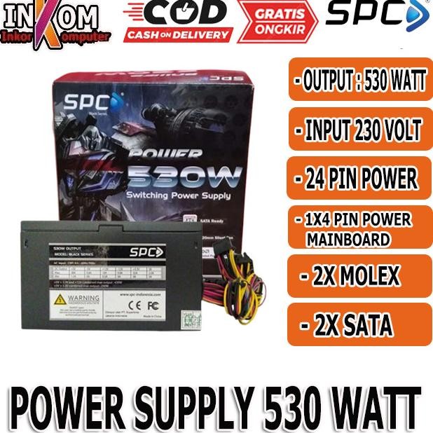 PSU PURE Power Supply PC Gaming PSU 530watt Merk SPC