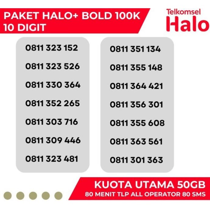 KARTU HALO / NOMOR CANTIK 10 DIGIT / KARTU HALO UNLIMITED