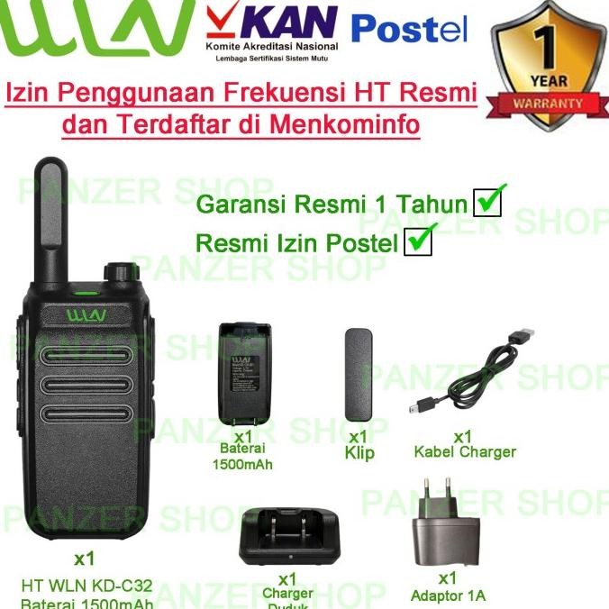 HT SATUAN WLN WALKIE TALKIE KD-C32 HITAM BATERAI (1500-3600)MAH