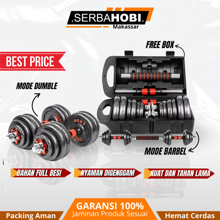 Neww Dumble Dumbell Dumbel Barbel Set Barbel 2 In 1 Pvc / Barbel Box Besi / 20Kg / 30Kg / 40Kg /