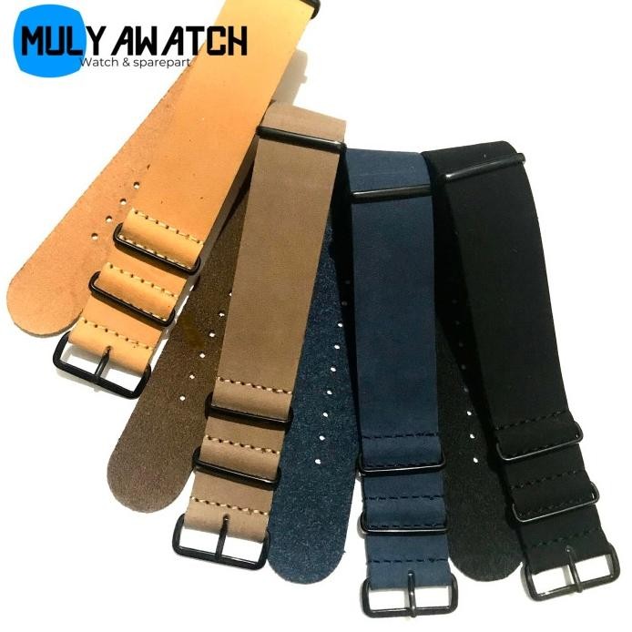 TALI JAM TANGAN NATO ZULU KULIT SUEDE STRAP JAM TANGAN NATO 22MM 24MM