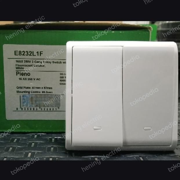 sale saklar seri double pieno putih 2gang schneider