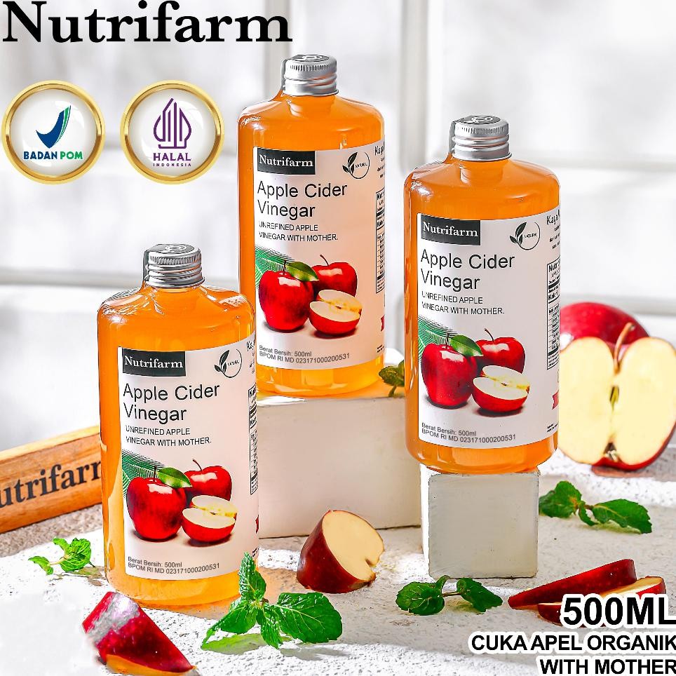 

Cuka Apel Organik 500 Ml Bundle 3 Pcs/ Cider Vinegar With Mother/Cuka Sari Apel Nutrifarm