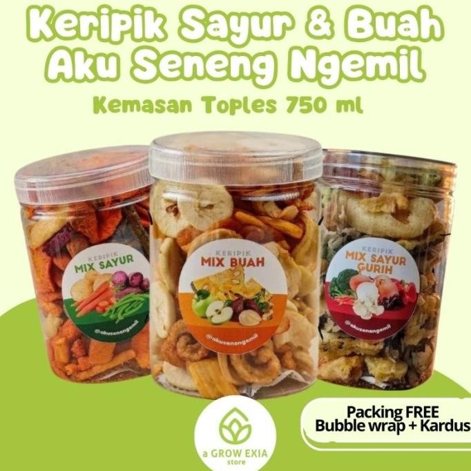 

Keripik Buah Dan Sayur Mix Kering Aku Seneng Ngemil Kemasan Toples 750