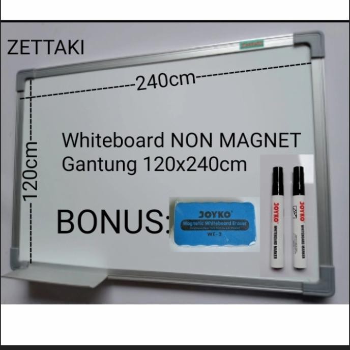 

TERMURAH - Papan Tulis Whiteboard NON MAGNET GANTUNG SINGLE FACE 120x240cm