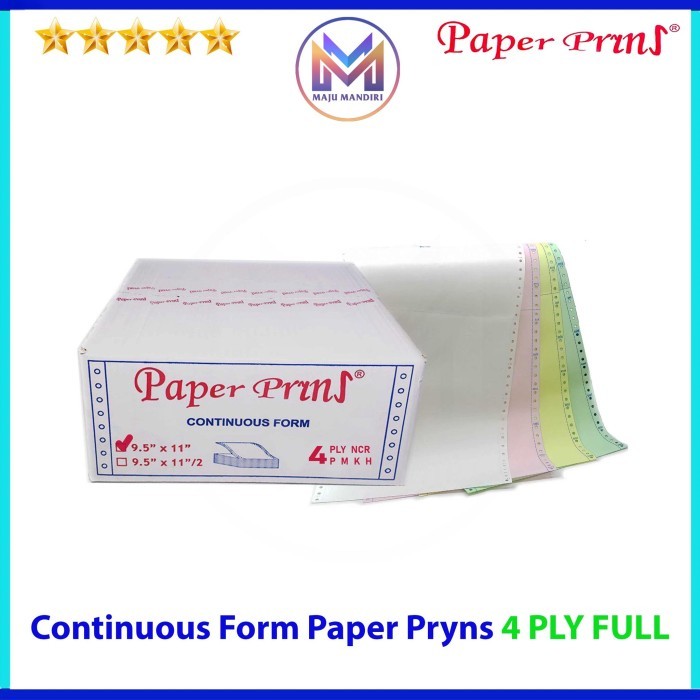 

Kertas Continuous Form 4 Ply Full Paperpryns / Ukuran 9,5x11' (Inch)