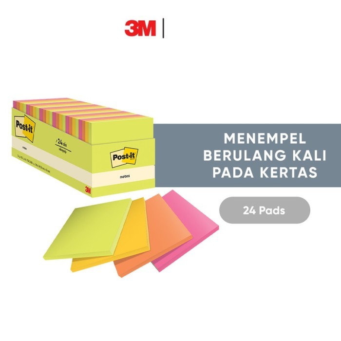 

Post-it Original Color Notes Assorted Color 3x3 654-24ASST