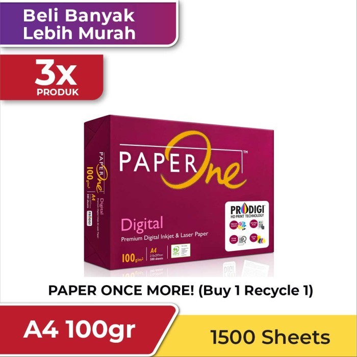 

PAPERONE 3 Rim Kertas Digital A4 100 Gr