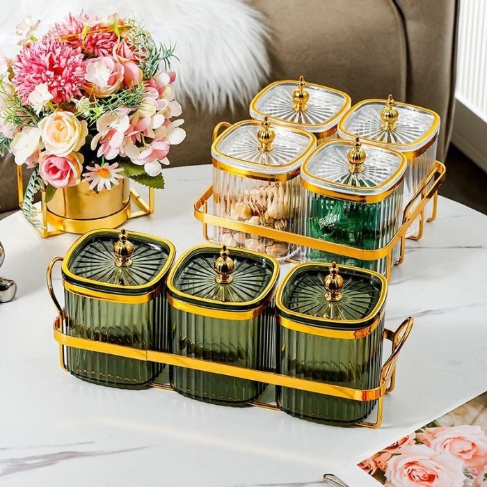 

[MS] Toples Permen Toples Kue Toples Bumbu Toples Serbaguna dengan Tatakan Gold