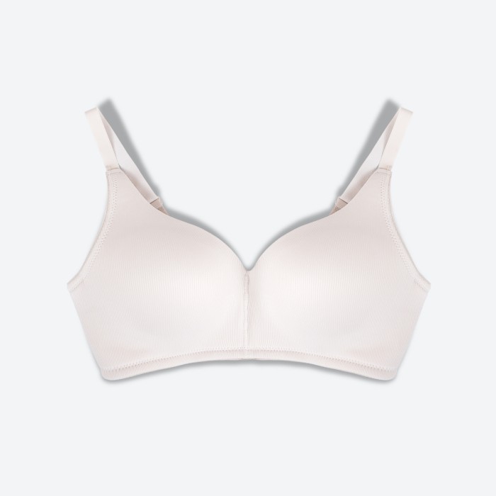 Bra Wanita Young Curves Bra Wireless Microfiber Contrast Full Cup D, C03-10337D - Beige, 38D terlari