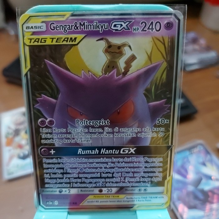 Gengar & Mimikyu GX RR tag team pokemon kartu