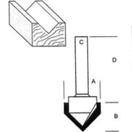 Solid Vee Grooving Bit 19mm 3/4" mata profil kayu V 201-041 router bit