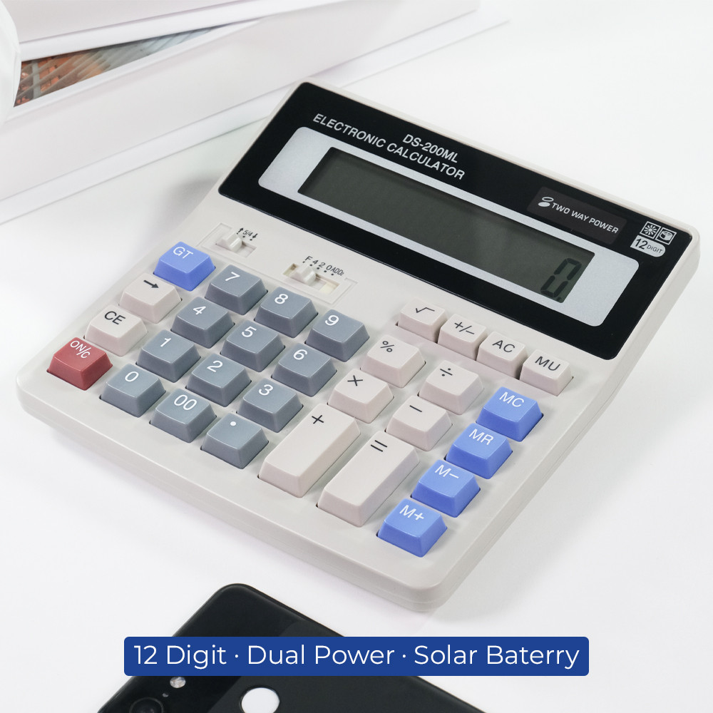 

[Grosir Budi] GASTQ Kalkulator 12 Digit Dual Power Solar Baterry Office Tools - DS-200ML