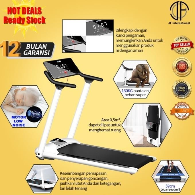 Terlaris Ptr Jf Treadmill Elektrik Tredmil Listrik 2.0 Mesin Lari Olahraga Gym Fit Ready Stok