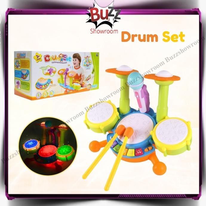 mic drum shure Baby Drum Set Mainan Anak Jazz Drum Set Bayi Electric Music Mic BIN