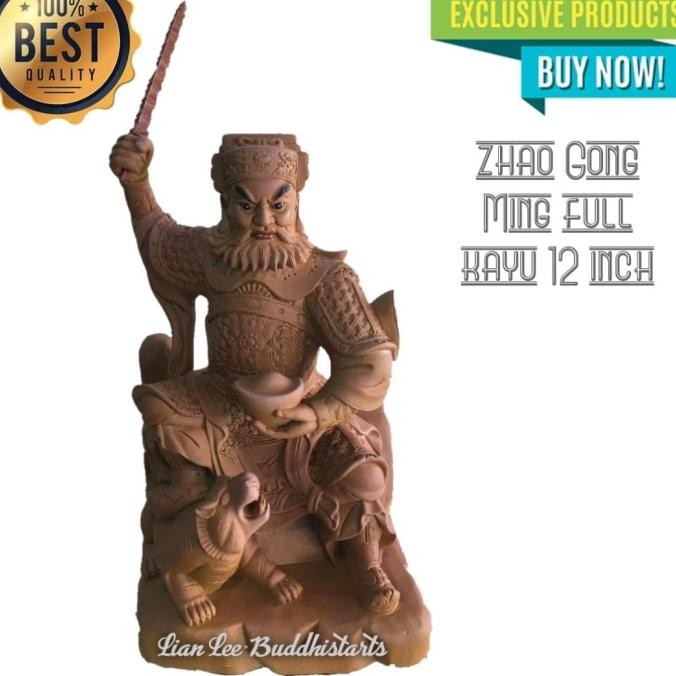 <<<<<] patung dewa rejeki zhao gong ming hantat full kayu taiwan uk 12 inch