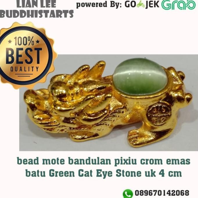 

Produk Unggulan] bead monte kepala pixiu emas batu mata kucing hijau green cateye Stone