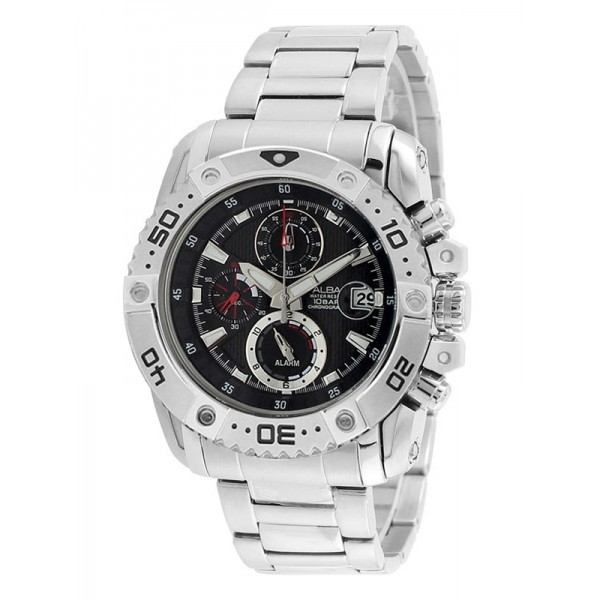 Jam Tangan Pria Alba Sign A  Original  Garansi Resmi Stainless Steel Sport Silver AF3E71 X1