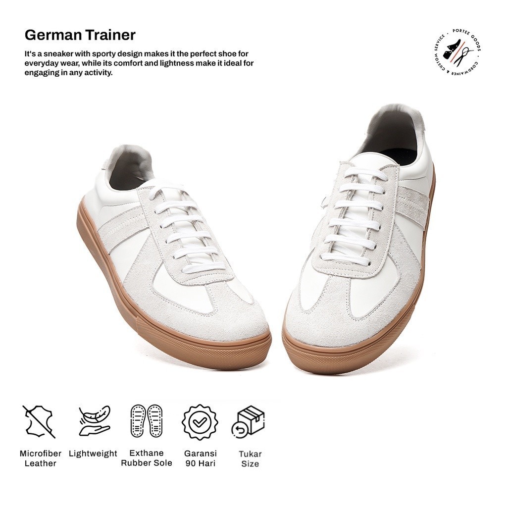 Sepatu Sneakers Pria Portee Goods Mono Germany Trainer White