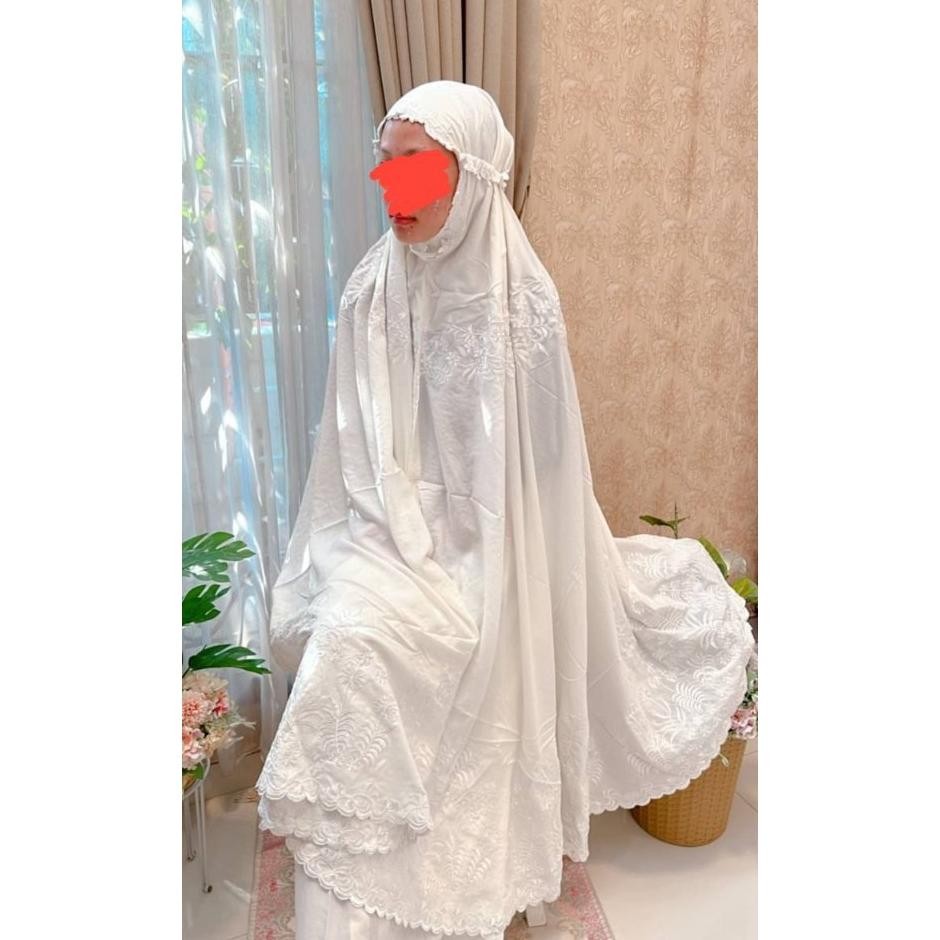 Mukena Al Gani Bordir Sultan Putih / Mukena Bordir / Mukena Mewah / Mukenah / Al Gani By Yulia/ Muke