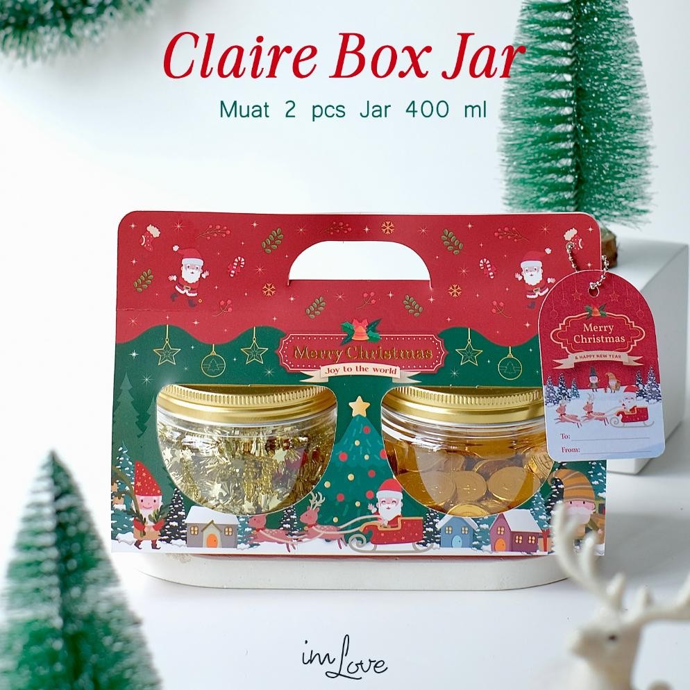 

ton [10 set] box jar 400 ml box jinjing box natal merry christmas toples kue kering hampers souvenir