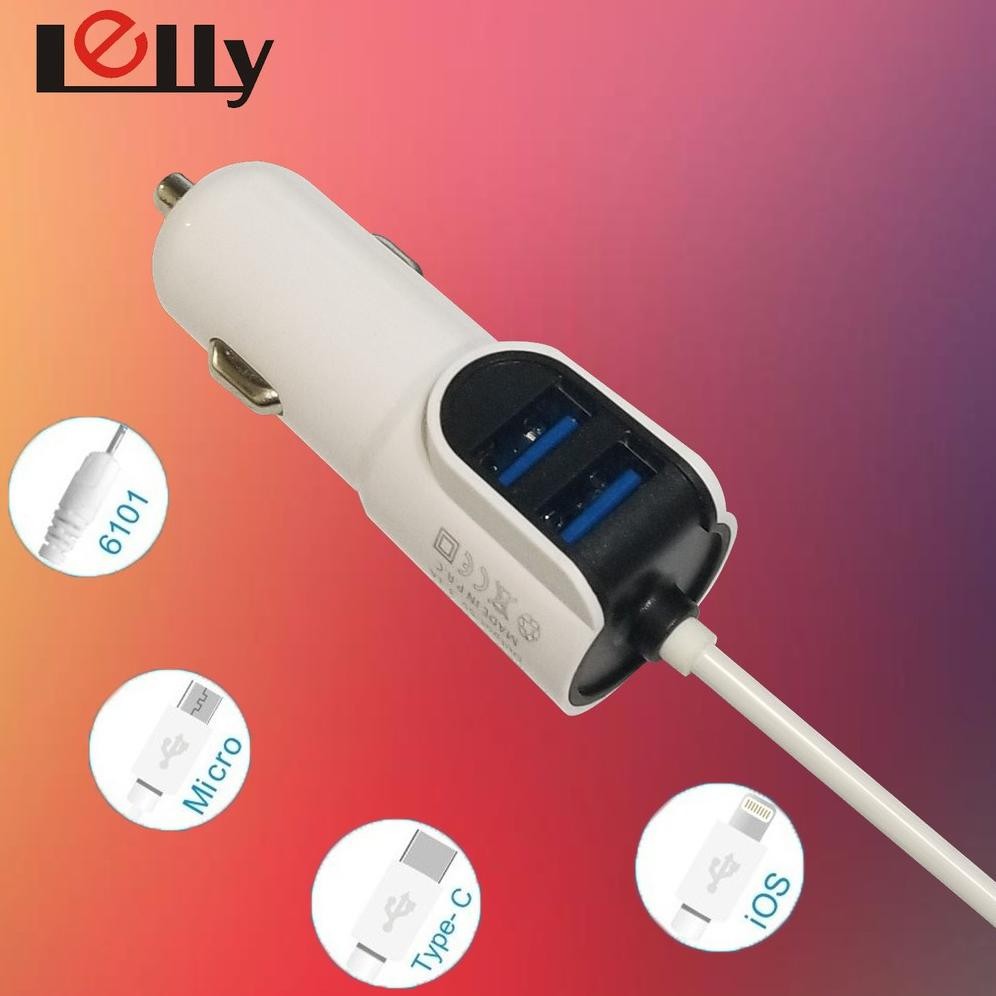 Lelly Adapter Car Charger Mobil Quick Fast Charging Mobil Saver dengan kabel