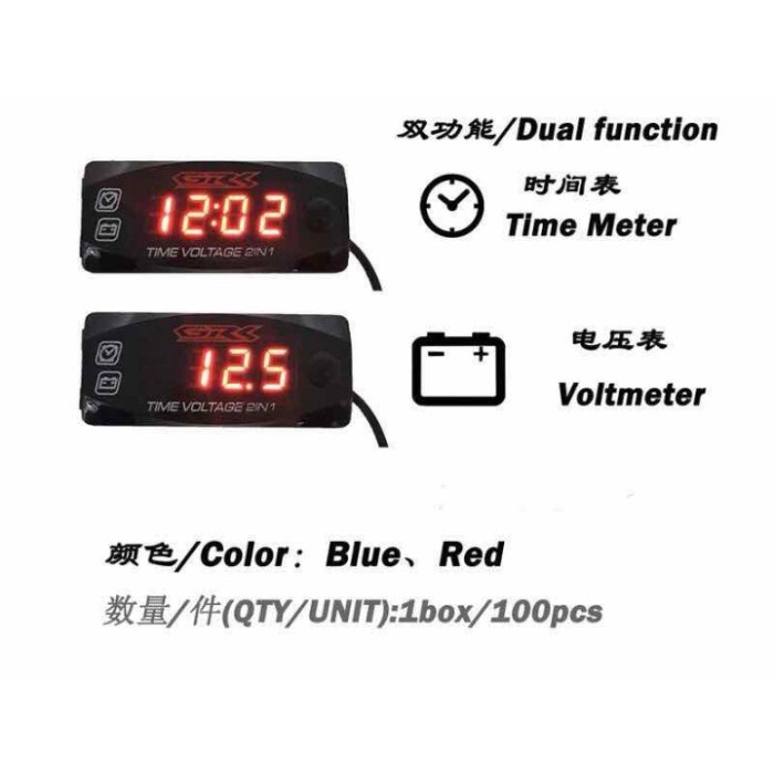 VOLTMETER DAN JAM DIGITAL MOTOR 2 IN 1 WATERPROOF