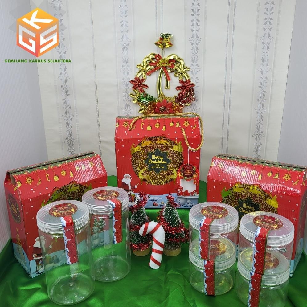 

ton 10pcs gable box christmas [free hang tag] | ukuran 2 toples jar 1ml | ukuran 4 toples jar 400ml | box natal | box hampers natal | box hampers christmas | dus natal