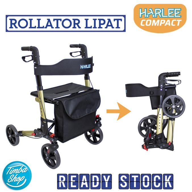 Harlee Compact Rollator - Alat bantu jalan - Walker beroda roda 4