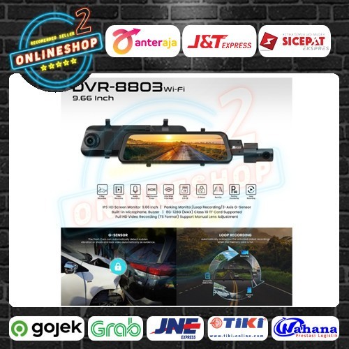 MTECH 8803 DVR WIFI Spion Dashcam Kamera Mobil 9,66"