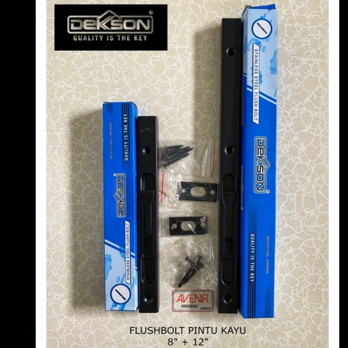 Flush bolt Dekkson Grendel Dekkson 8" + 12" FB040 Hitam 8+12 Dekson
