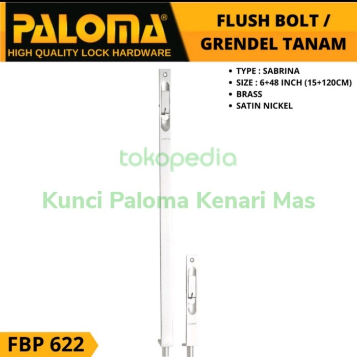 PALOMA FLUSH BOLT FBP 622 6"+48" (15+120CM) GRENDEL TANAM SLOT PINTU
