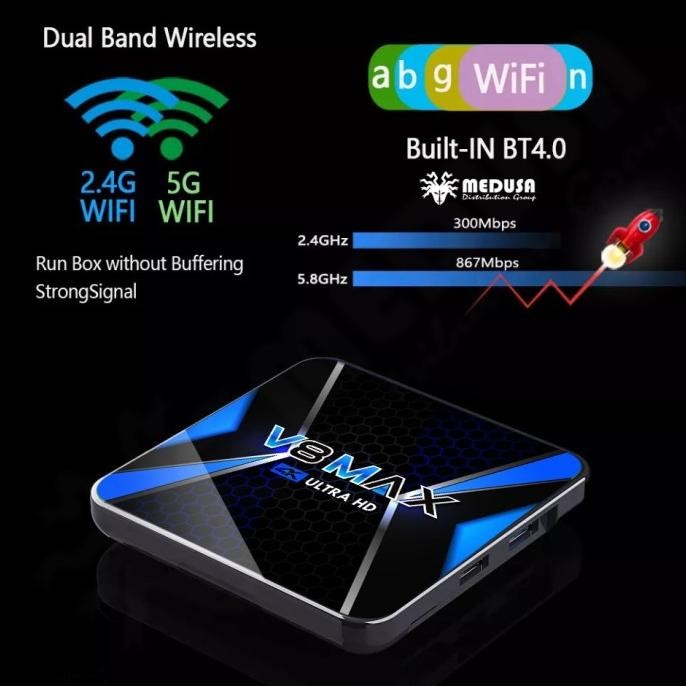Erza V8 TV Box Android 11 4/32GB Max 2.4G 5.8G WIFI Bluetooth