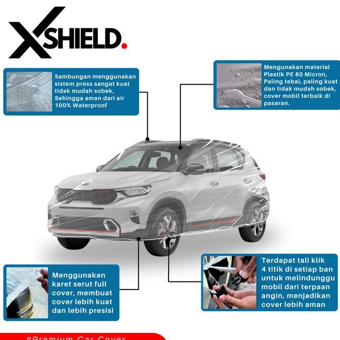 COVER MOBIL SEDAN BMW TRANSPARAN TIPE PLASTIK PE SARUNG PENUTUP MOBIL TEBAL DAN KUAT XSHIELD