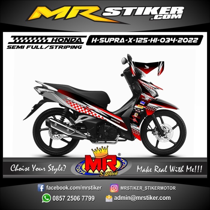 Striping Decal Stiker Motor Honda Supra X 125 Helm In Racing Premium