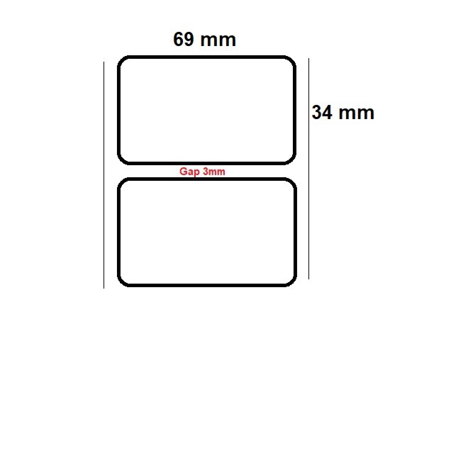 

Label sticker barcode Silver Pet 69x34mm 1 Line 1000pcs Gap 3mm, Core 1