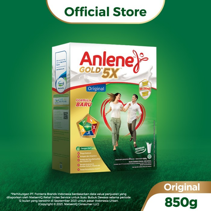 

Anlene Gold 5X Susu Bubuk Dewasa Original 850g - Tulang & Sendi