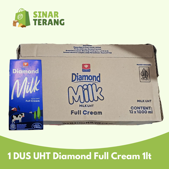 

SUSU UHT DIAMOND FULL CREAM PLAIN 1 LTR GROSIR HARGA KARTON