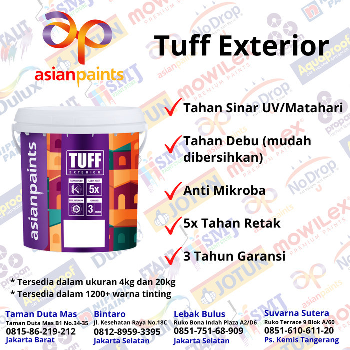 CAT TEMBOK EXTERIOR ASIAN PAINT TUFF WARNA TINTING KEMASAN 20KG