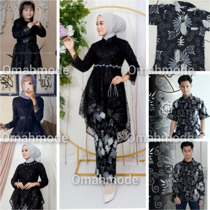 SET COUPLE KEBAYA MODERN KEBAYA SARIMBIT KELUARGA LESTI HITAM XL 2112